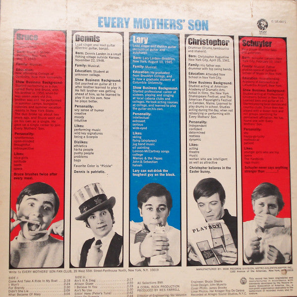 Every Mothers' Son : Every Mothers' Son (LP, Album, H.V)