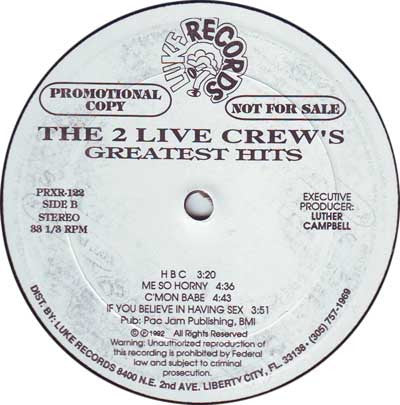 The 2 Live Crew : The 2 Live Crew's Greatest Hits (2x12", Comp, Promo)