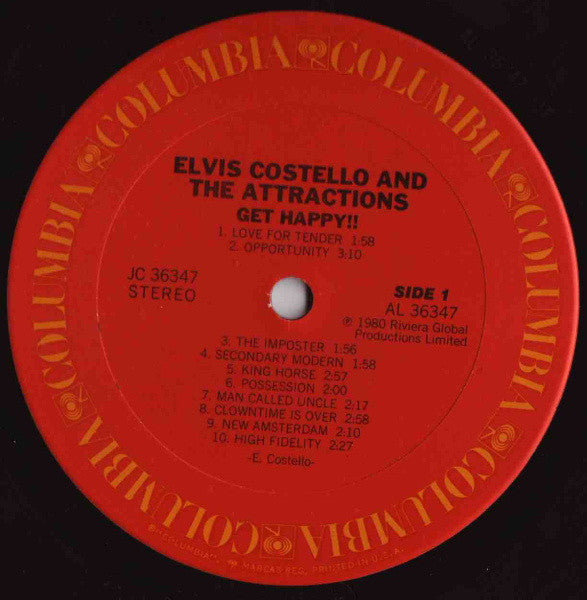 Elvis Costello And The Attractions* : Get Happy!! (LP, Album)