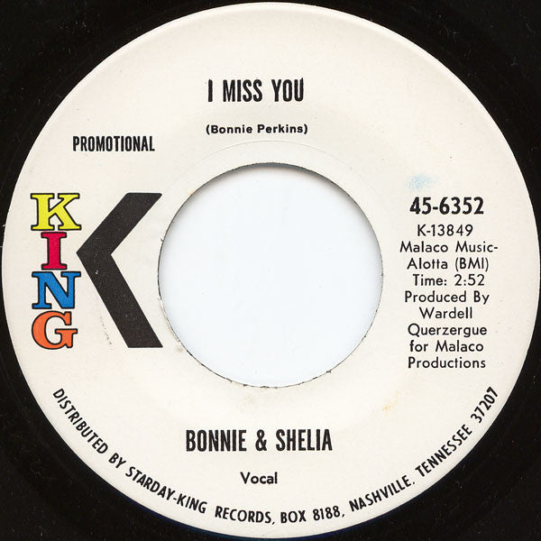 Bonnie & Shelia* : You Keep Me Hanging On / I Miss You (7", Promo)