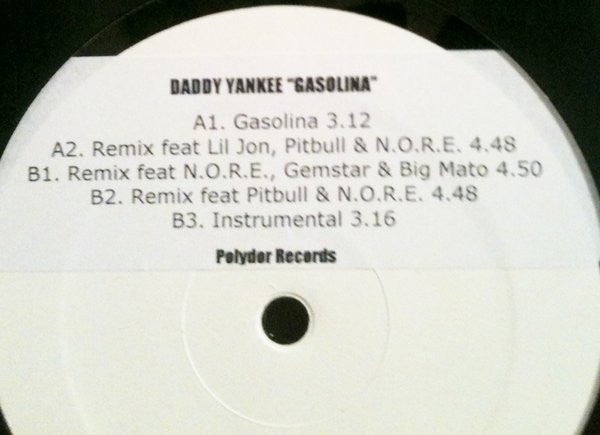 Daddy Yankee : Gasolina (12", Promo, W/Lbl)