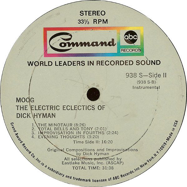 Dick Hyman : Moog - The Electric Eclectics Of Dick Hyman (LP, Album, Gat)