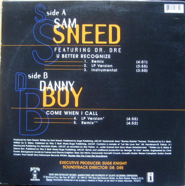 Sam Sneed / Danny Boy : U Better Recognize / Come When I Call (12")