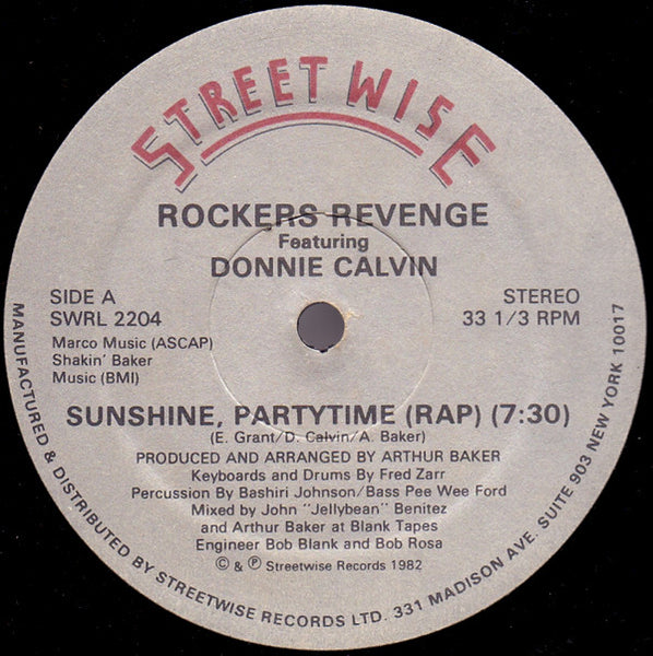 Rockers Revenge Featuring Donnie Calvin : Sunshine, Partytime (12")