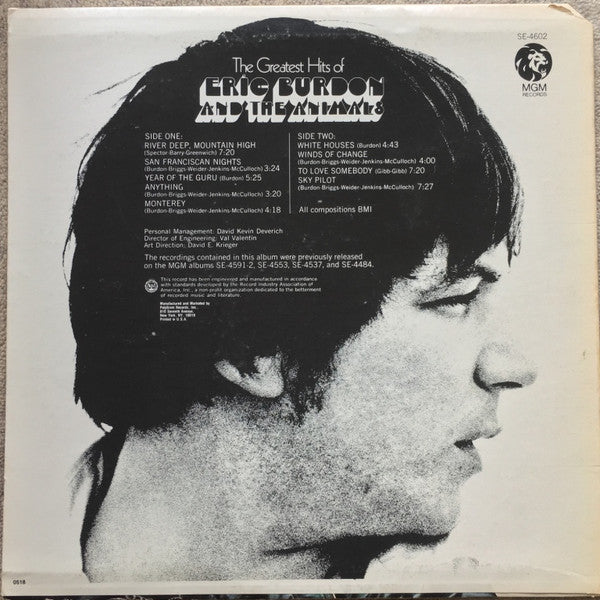 Eric Burdon And The Animals* : The Greatest Hits Of Eric Burdon And The Animals (LP, Comp, RE, PRC)