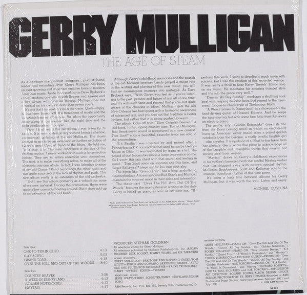 Gerry Mulligan : The Age Of Steam (LP, Album, Club, Cap)