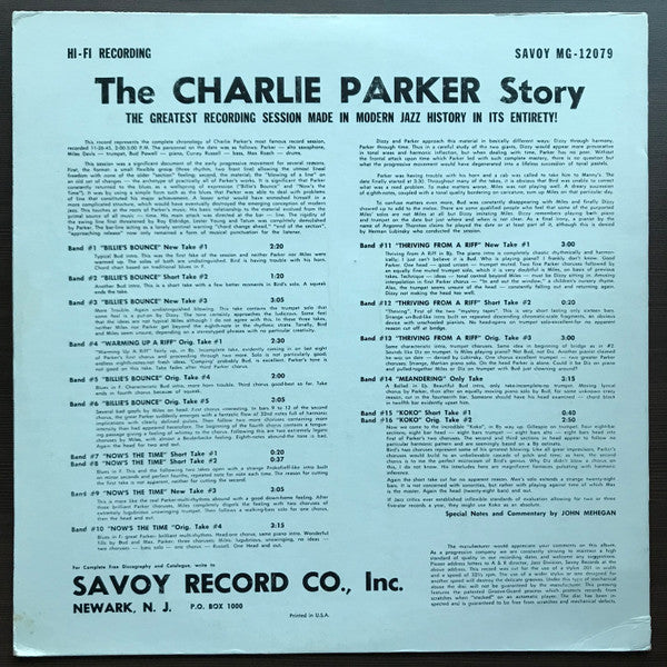 Charlie Parker : The Charlie Parker Story (LP, Album, Mono, RP)