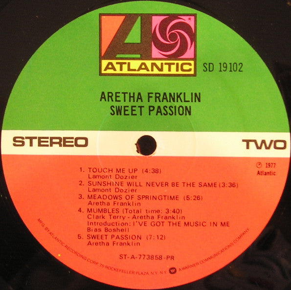 Aretha Franklin : Sweet Passion (LP, Album, Pre)