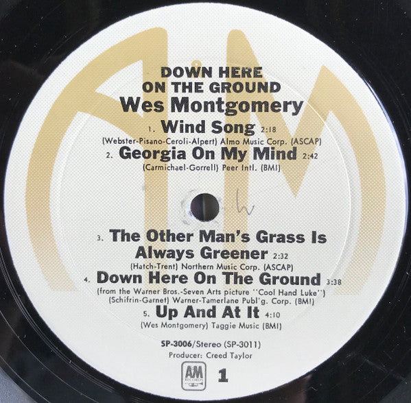 Wes Montgomery : Down Here On The Ground (LP, Album, Mon)