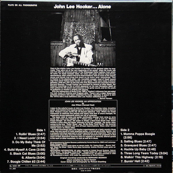 John Lee Hooker : Alone (LP, Comp, Mono)