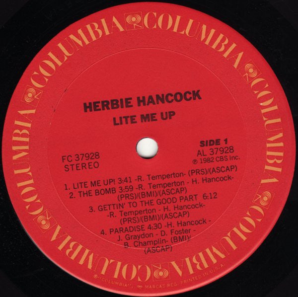 Herbie Hancock : Lite Me Up (LP, Album, Pit)