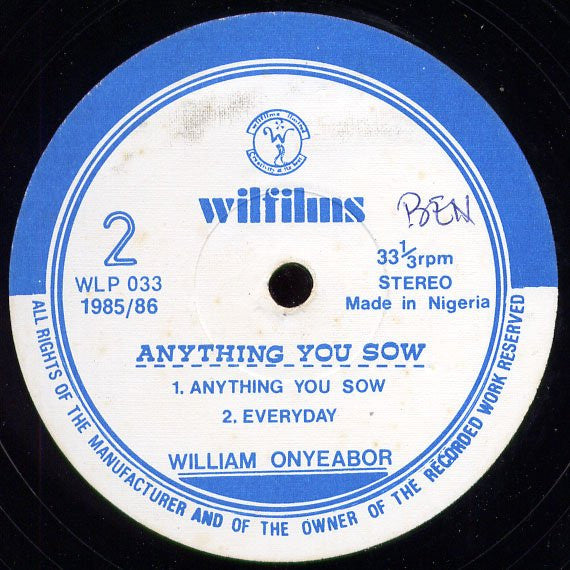 William Onyeabor : Anything You Sow (LP, Album)