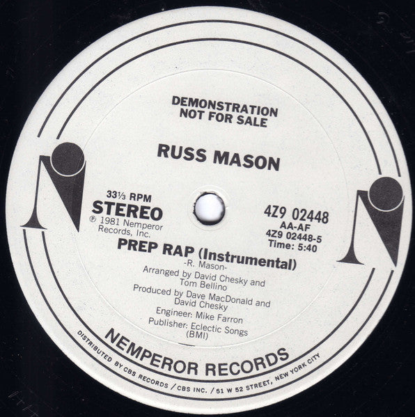 Russ Mason : Prep Rap (12", Promo)