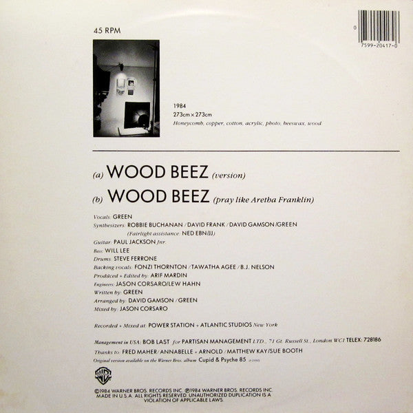 Scritti Politti : Wood Beez (Pray Like Aretha Franklin) (12", Maxi)