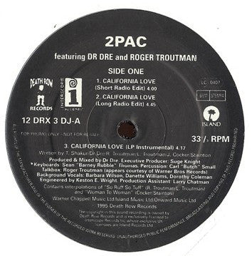 2Pac Featuring Dr. Dre & Roger Troutman : California Love (12", Promo)