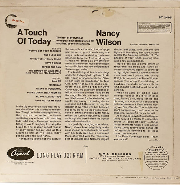 Nancy Wilson : A Touch Of Today (LP, Album)