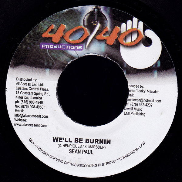 Sean Paul : We'll Be Burnin (7")