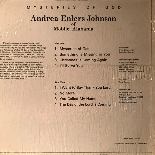 Andrea Enlers Johnson : Mysteries Of God (LP, Album)