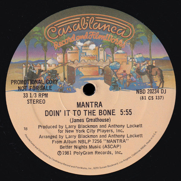 Mantra (4) : Doin' It To The Bone (12", S/Sided, Promo)