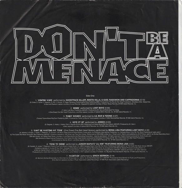 Various : Don't Be A Menace To South Central While Drinking Your Juice In The Hood - The Soundtrack (LP, Comp)