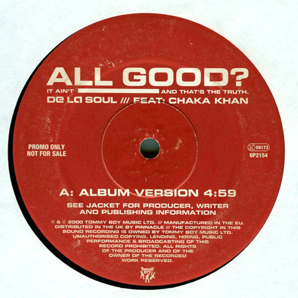 De La Soul : All Good? (12", Promo)