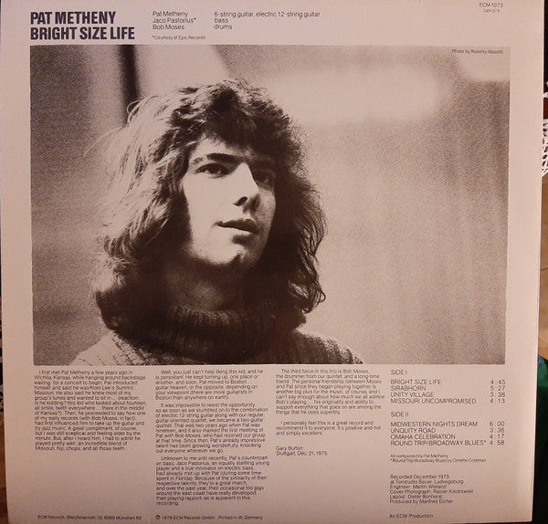 Pat Metheny : Bright Size Life (LP, Album, RE)