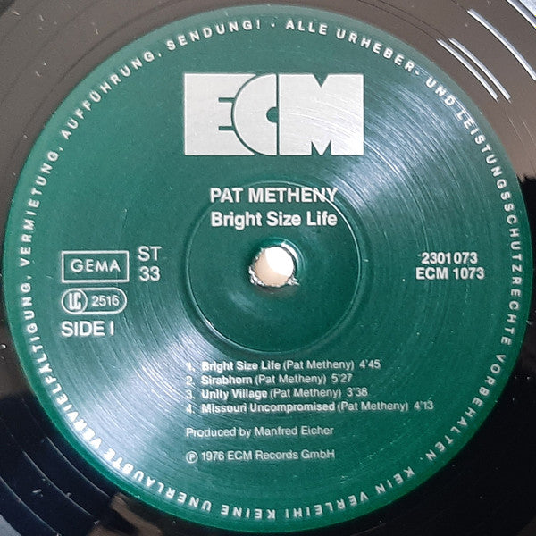 Pat Metheny : Bright Size Life (LP, Album, RE)