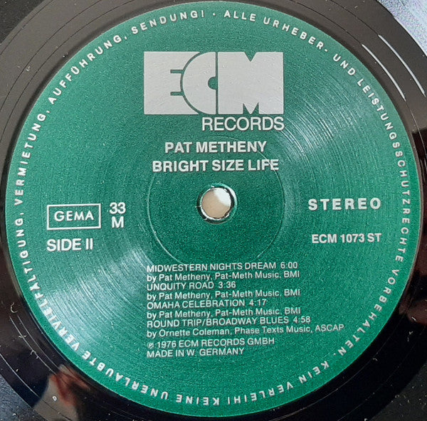 Pat Metheny : Bright Size Life (LP, Album, RE)