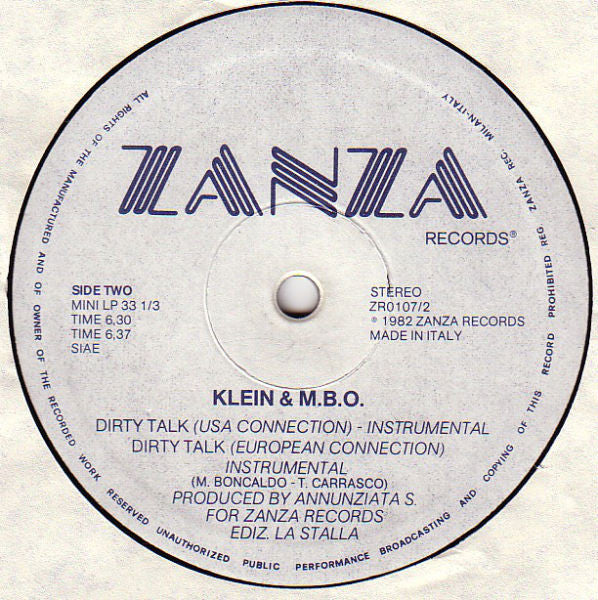 Klein & M.B.O. : Dirty Talk (12", MiniAlbum)