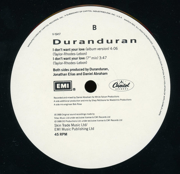 Duranduran* : I Don't Want Your Love (12", Single)