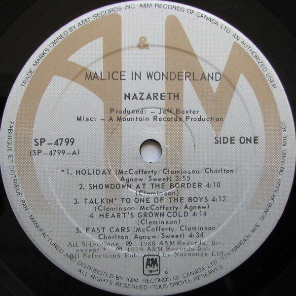 Nazareth (2) : Malice In Wonderland (LP, Album)