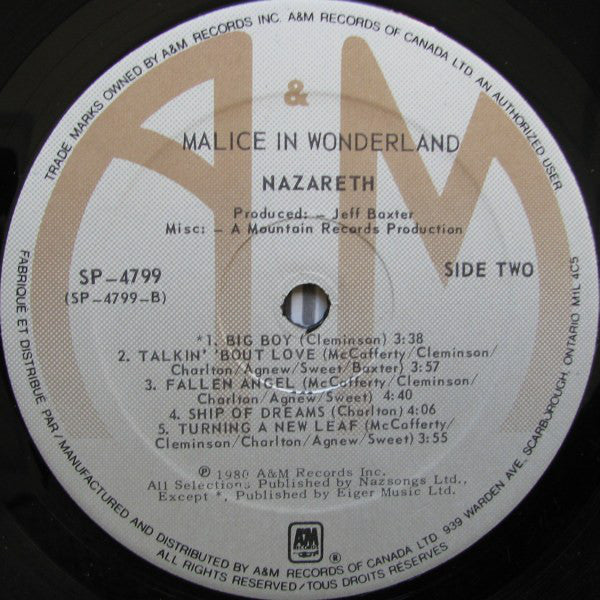 Nazareth (2) : Malice In Wonderland (LP, Album)