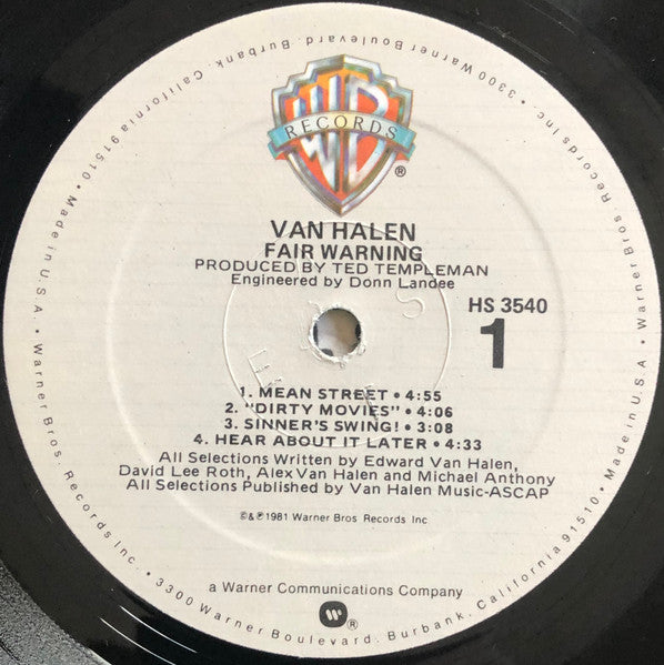 Van Halen : Fair Warning (LP, Album, Spe)