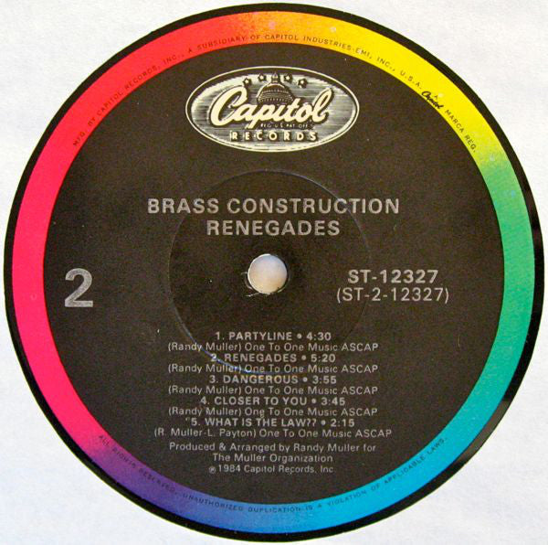 Brass Construction : Renegades (LP, Album)