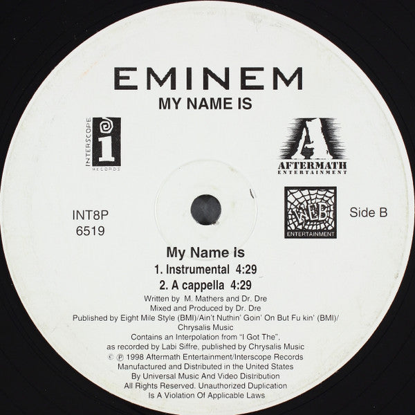 Eminem : My Name Is (12", Promo)