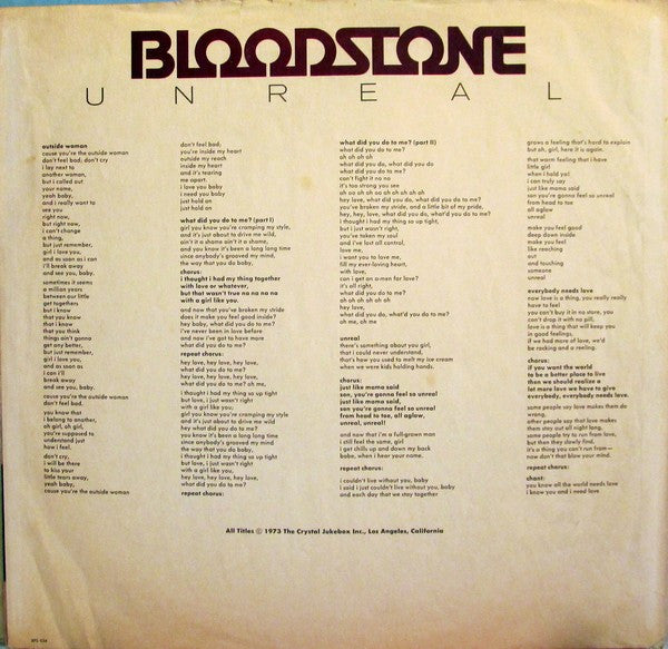 Bloodstone : Unreal (LP, Album, BW )