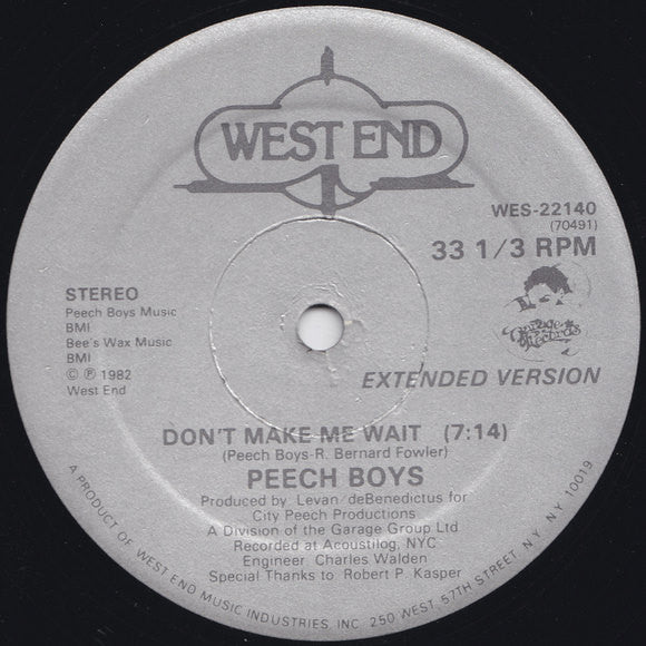 Peech Boys : Don't Make Me Wait (12")