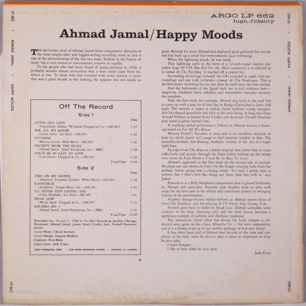 Ahmad Jamal : Happy Moods (LP, Album)