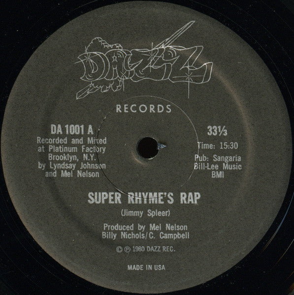 Jimmy Spleer* : Super Rhyme's Rap (12")