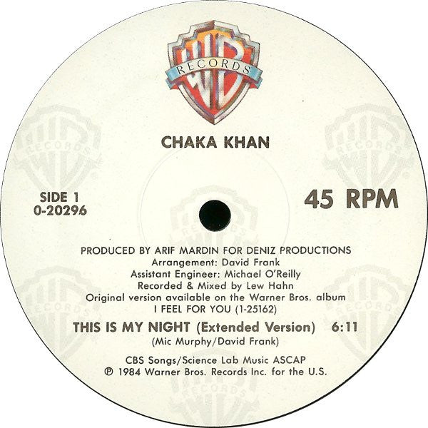 Chaka Khan : This Is My Night (12", Maxi)