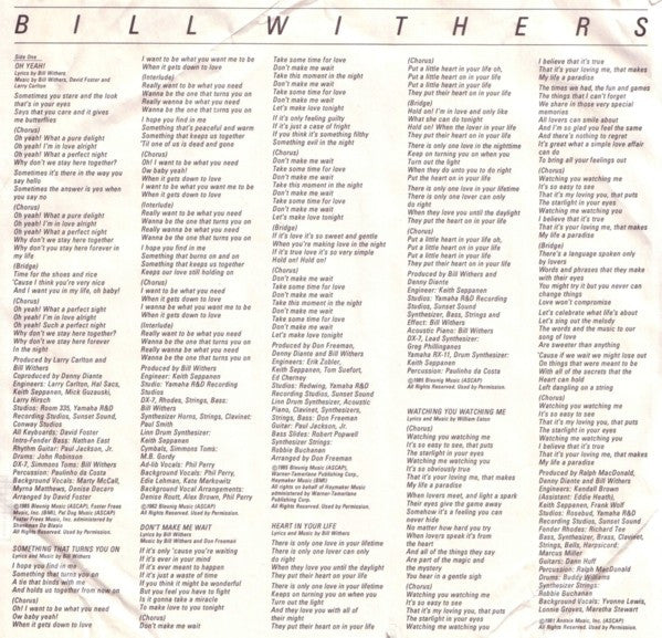 Bill Withers : Watching You Watching Me (LP, Album, Pit)