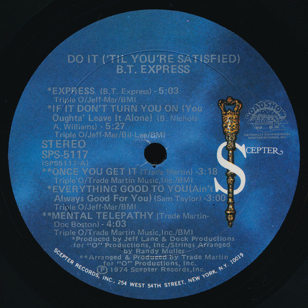 B.T. Express : Do It ('Til You're Satisfied) (LP, Album, Gat)