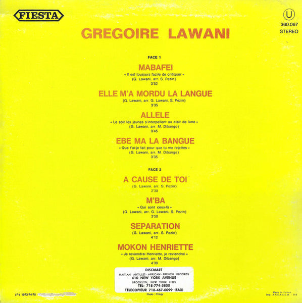 Grégoire Lawani : Grégoire Lawani (LP, Comp)