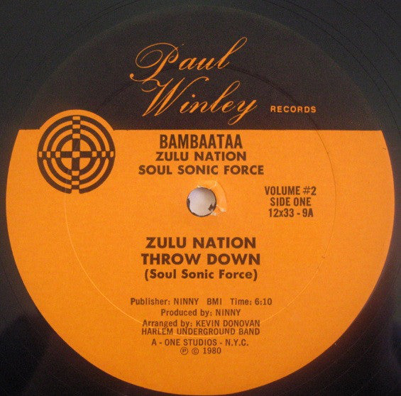 Bambaataa*, Zulu Nation, Soul Sonic Force* / Harlem Underground Band : Zulu Nation Throw Down (Volume #2) (12")