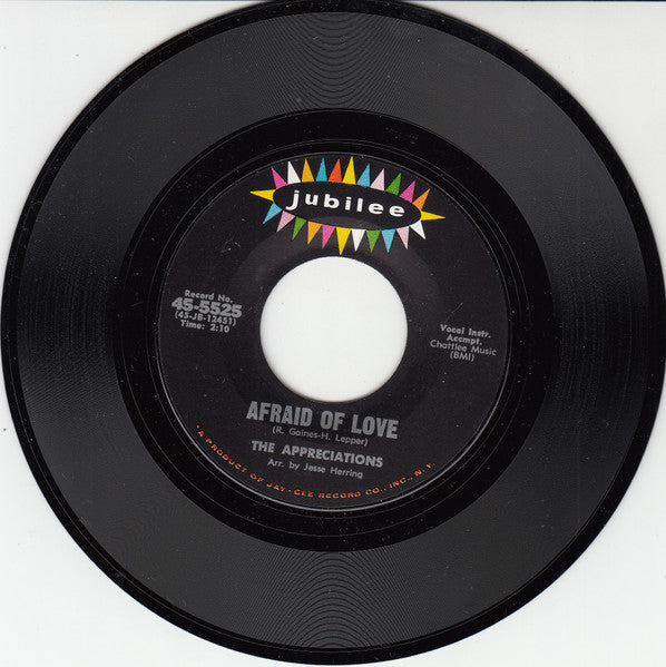 The Appreciations : Afraid Of Love / Far From Your Love (7", Single, Styrene)