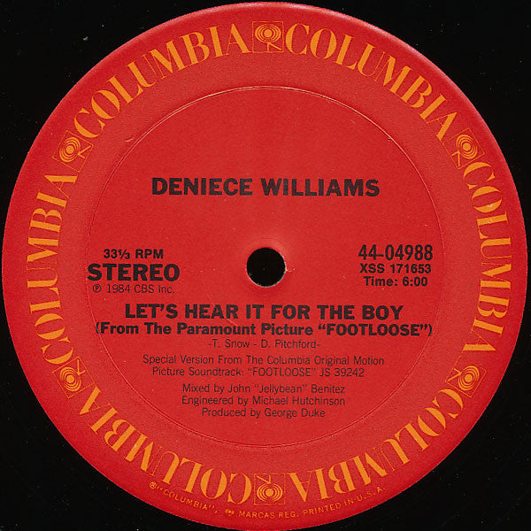 Deniece Williams : Let's Hear It For The Boy (Extended Dance Remix) (12", Single)