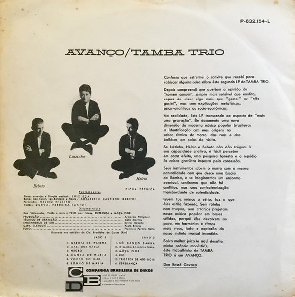 Tamba Trio : Avanço (LP, Album, Mono)