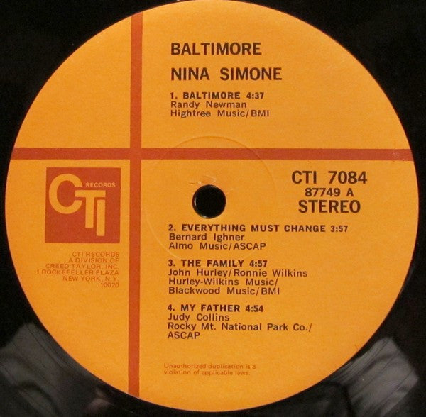 Nina Simone : Baltimore (LP, Album)