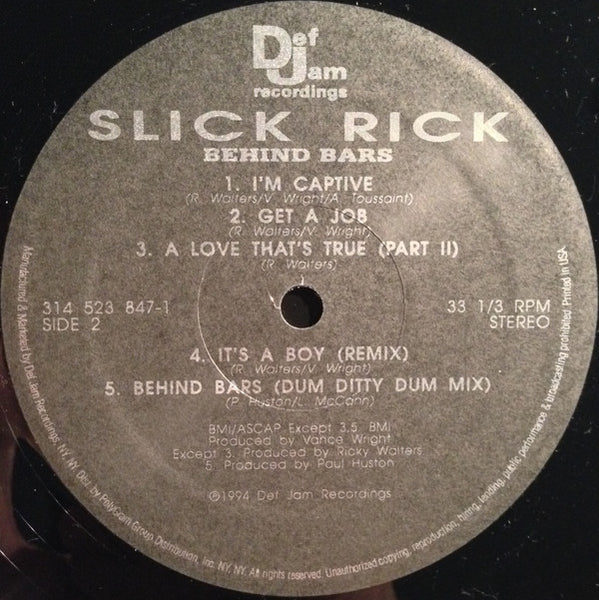 Slick Rick : Behind Bars (LP, Album)