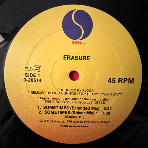 Erasure : Sometimes (12", Maxi, M/Print, All)